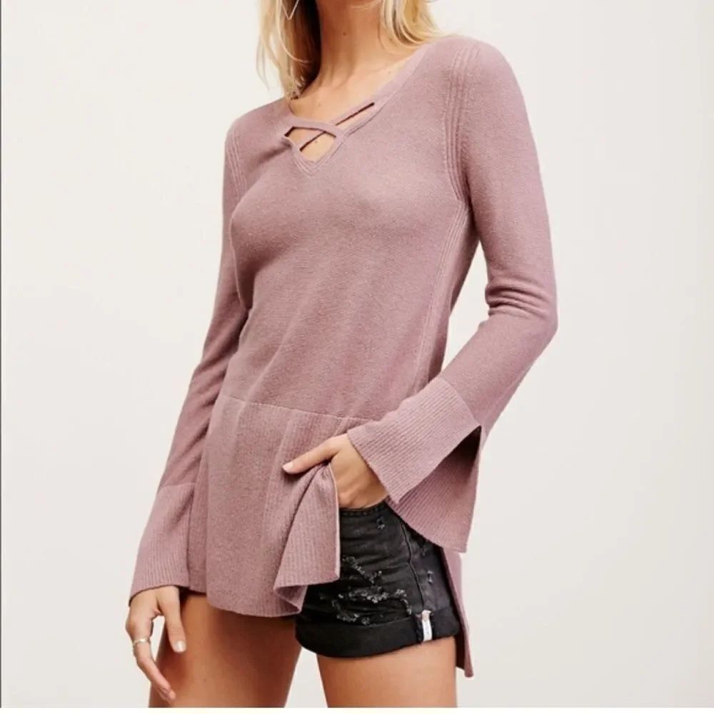 Free People Criss Cross Neck Sweater